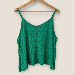 French Twist Green Patterned Tank Top